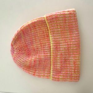 free people harbor marled beanie neon knit (pink and yellow color way)